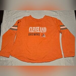 NFL Team Apparel Womens 1XL Cleveland Browns Crewneck Sweatshirt Orange See Pics